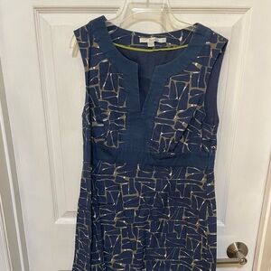 Boden Navy and Cream Geometric Midi Dress
